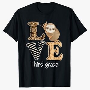 Girls Love third grade school uniform T-shirt M-Black 100% Cotton Short sleeves